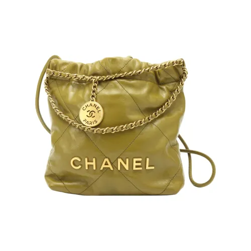 CHANEL 22Bag Яркий Телячья кожа Ведрообразная Сумка Сумка через плечо Мини Женская Оливково-зеленая