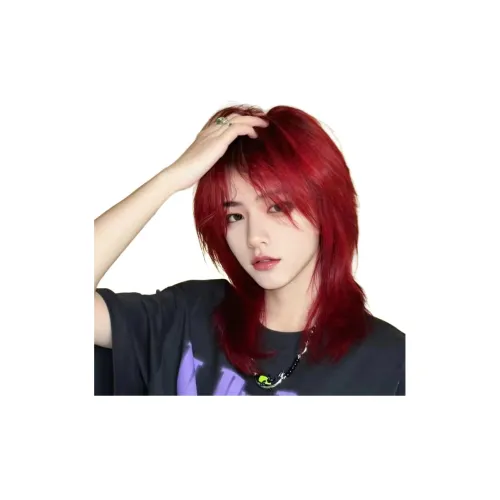 LIANXIANGKE Прямая продажа парик Мужской Красный Cool Хвост платья Длинный Аниме Стиль волос FLUFFY Помпадур Высокая температура Пряжа