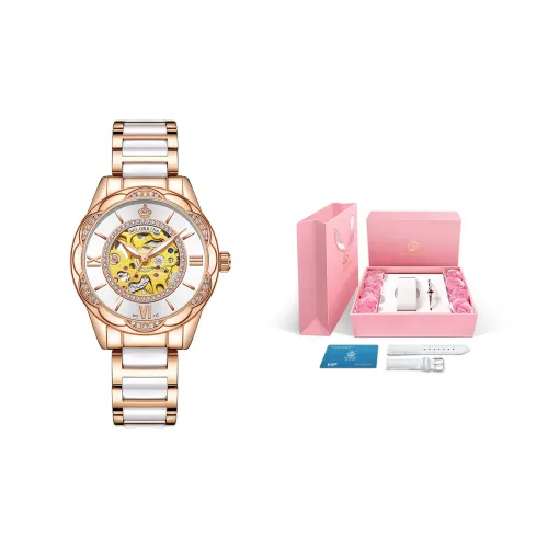 MG.ORKINA MG Механический механизм нержавеющая сталь керамический ремешок женские часы белый циферблат