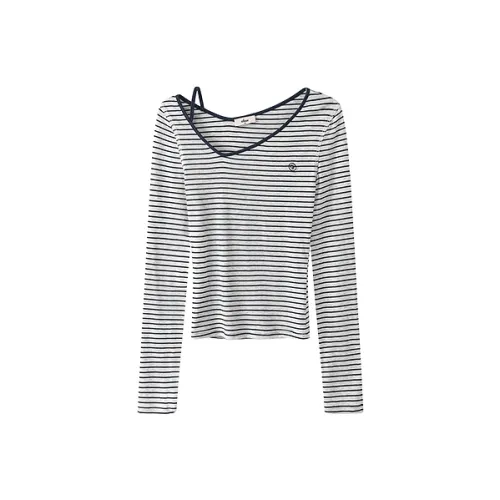 CHUU Синие полосы узор женские T-рубашки