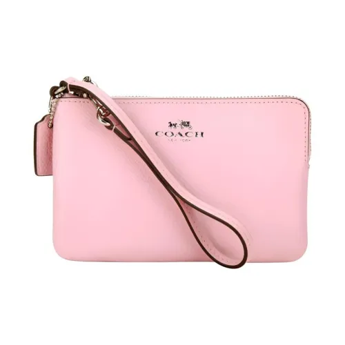 COACH Corner Zip Кожа Кошелек для монет клатч маленький женский вишневый цветок розовый