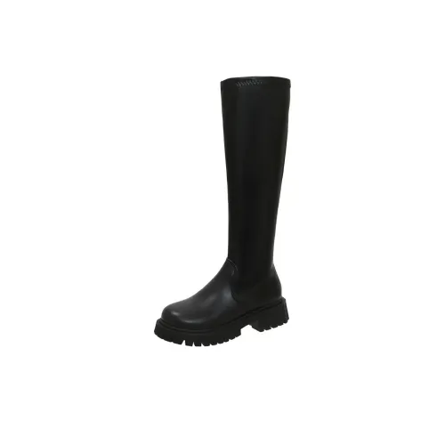 Wuji Колено Высокие сапоги 4CM Женские Черный