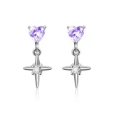 [1 пара] Фиолетовый алмаз Звезды [Медицинская титановая сталь, винтовой стержень для сережек]