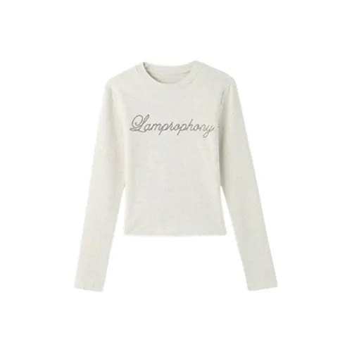 EMDPN Стандартный Letter Heat TRANSFER Slim Fit Fashion Long Sleeved Shirt Top Women's