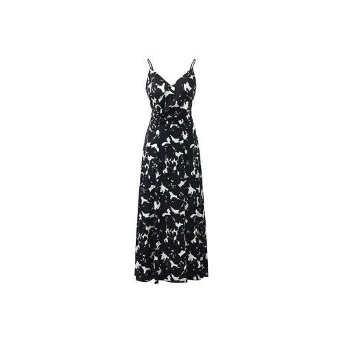 GOELIA Slip Платье Женское Черный Белый Радужный С принтом