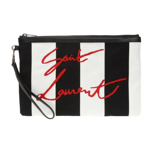 SAINT LAURENT Ткань с коровьей кожей клатч мужской черный белый