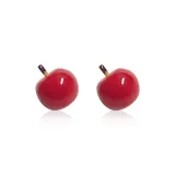 Red Transparent Apple Stud Earrings  
Красные прозрачные серьги-гвоздики с яблоком