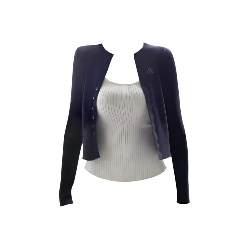 PNVB Темно-синий кардиган + Белая майка женские трикотаж