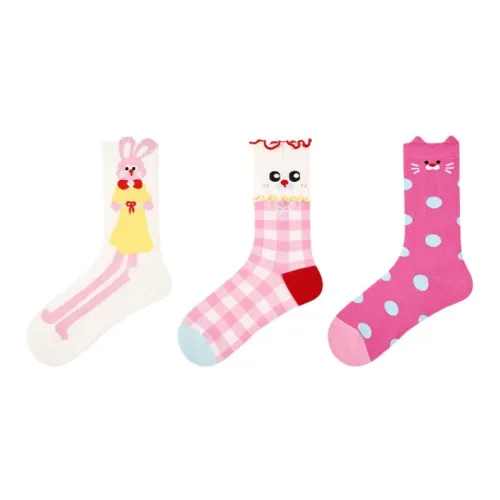 Ta Yan R8956 Moon Bunny Chat 3 Pack Women's MID Shin Sock