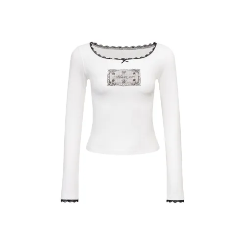 Ariseism Стандартный дизайн Кружевная отделка Длинный рукав Рубашка Женская AUTUMN Готическая Облегающий крой Топ Женская