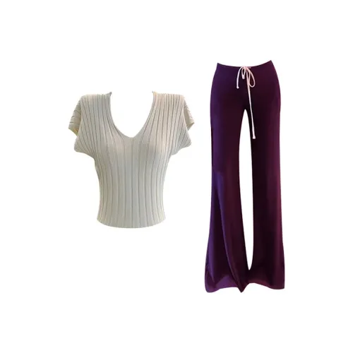 MARIE·COCO V-образный вырез Топ + Фиолетовые Брюки Женские Повседневные костюмы