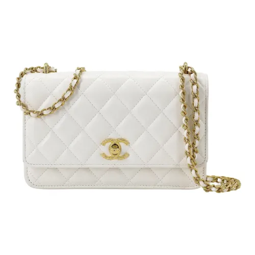 CHANEL 23C Spring WOC Вощеная кожа Кошелек на цепочке Сумка через плечо Средний Женская Белая