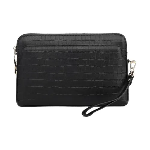 VIHUS Клатч из крупнозернистой текстуры коровьей кожи мужской черный