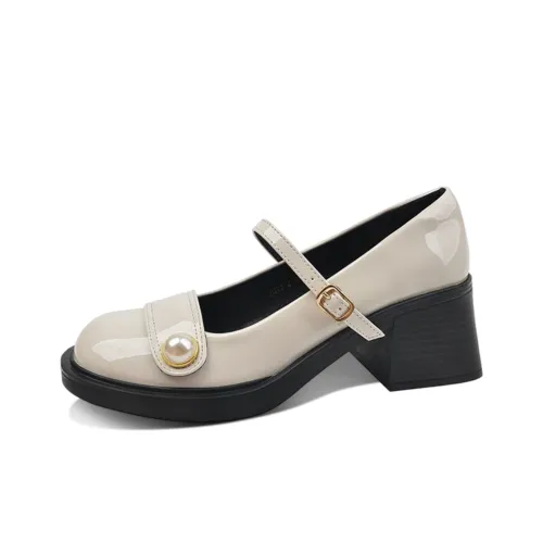 7 SEVFUN Элегантный Британский стиль Fashion Casual Туфли Мэри Джейн с грубым каблуком