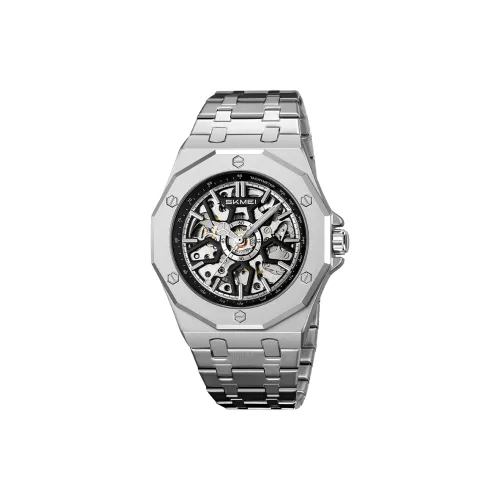 SKMEI Автоматический механический механизм часы с ремешком из нержавеющей стали мужские часы циферблат с открытым механизмом