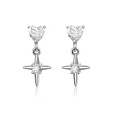 [1 пара] Белый ромб, звезды [медицинская степень титановая сталь, винтовой стержень, серьги]