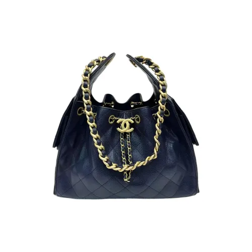 CHANEL 25Bag Рельеф Телячья Кожа Сумка через плечо Сумка на плечо Маленькая Женская Темно-синий