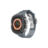 Серебряный титановый каркас - серый фторкаучуковый ремешок