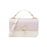 Большая розовая, бежевая и белая сумка из материала