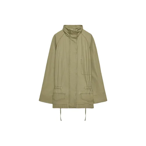 ZARA Оливково-зеленый Женский Куртки