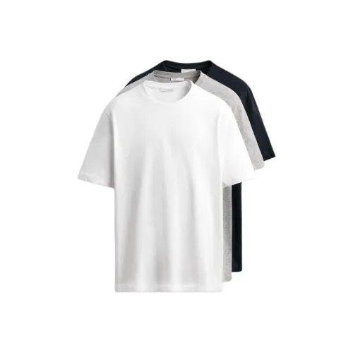 ZARA 3 пачки мужских T-рубашек белый + серый + черный