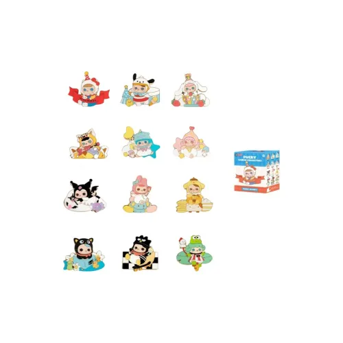 POP MART Коллаборация Sanrio Characters Слепые коробки для холодильника Один Mystery коробка Целая коробка 12 шт