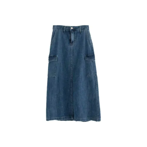 LOWEAR Cargo Denim Maxi Skirt Denim Long Skirt Women's