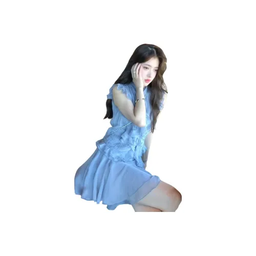 PARKYEON Синий топ + Юбка Женские Комплекты с юбкой