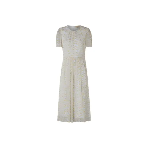 Ports 1961 Экрю Женские Платья с Короткими Рукавами
