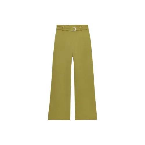 ZARA Оливково-зеленые Женские Повседневные Брюки