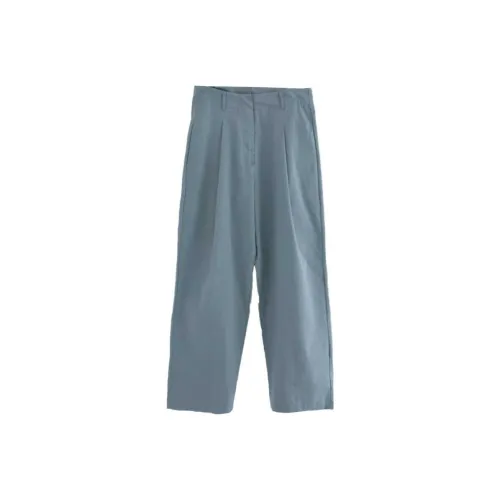 LOWEAR Minimal Обхват талии Хлопок Pintuck Широкий Брюки Повседневные брюки Женские