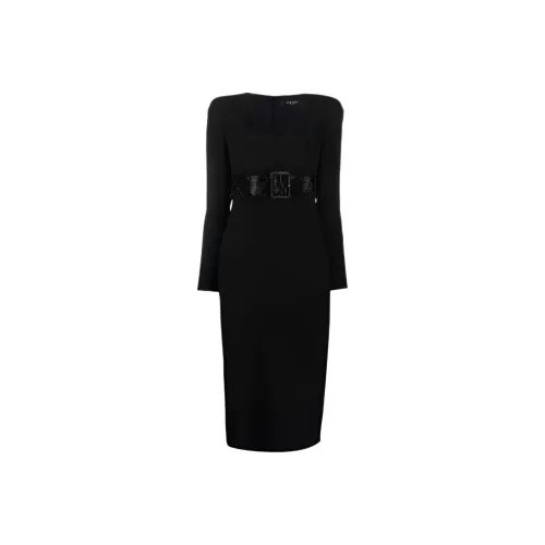 VERSACE Длинное платье с длинными рукавами женское черное