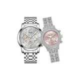 5587 Серебряный корпус с белым циферблатом + 3360 Enchanting Розовый