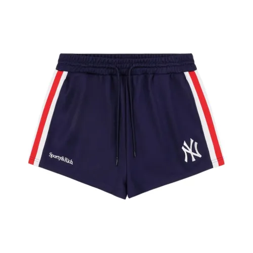 SPORTY RICH x '47 Коллаборация SS25 Нью-Йорк Янкис Сериф Роллер Повседневные шорты Женские