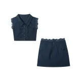 Темно-синий синий двухкомпонентный комплект (с подкладкой)