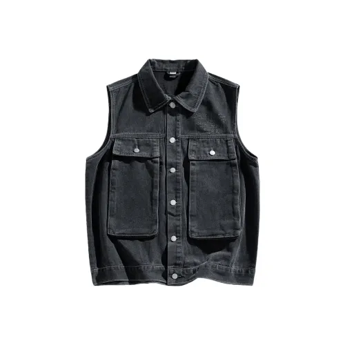 PASOK Trendy Versatile Outfit Промытый деним Куртка Мужской Жилет Студенты Свободный крой Верхняя одежда Весна ОСЕНЬ Мужской