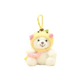 Экрю Медведь [Плюшевый Желтый Ободок + Розовый Карман] с Желтым Браслетом-шнурком