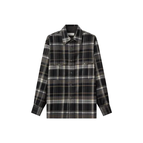 OPICLOTH Черная и серая рубашка в клетку унисекс