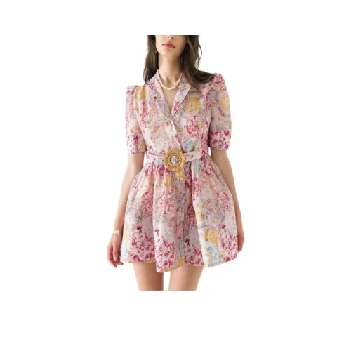 WE ARE KINDRED Aurora Silk Belt Mini Dress Short Sleeved Dress Women's