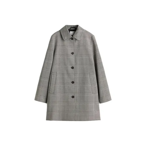 H M Черное Клетчатое Женское Пальто