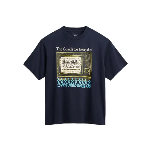 COACH Темно-синие мужские футболки