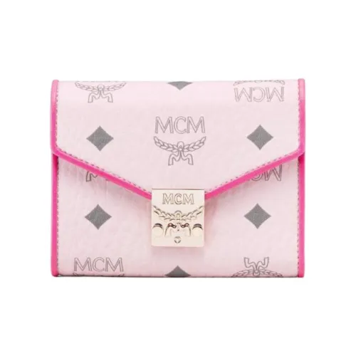 MCM Patricia Visetos Кожа Кошелек Большой Женский Cherry Blossom Розовый