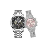 5587 Серебряный корпус с черным циферблатом + 3360 Enchanting Розовый