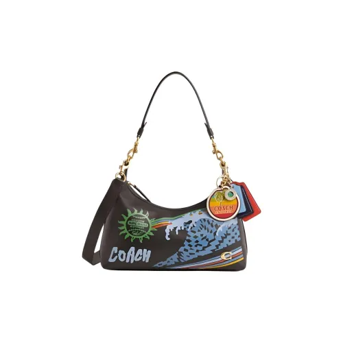 COACH Juliet Коровья кожа Сумка на плечо Большая Женская Черная