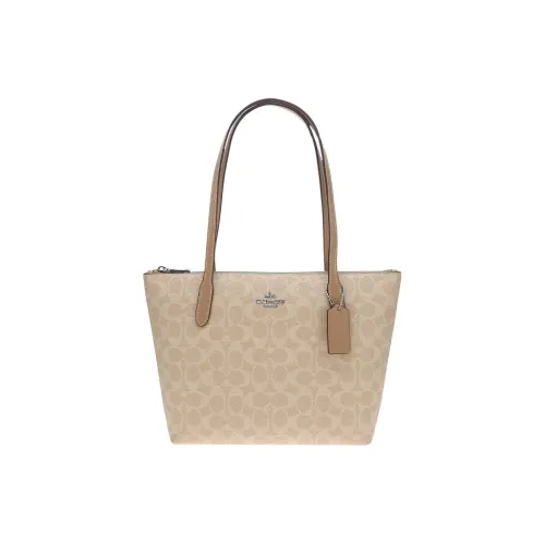 COACH Fiona Холст и Кожаная Сумка-тоут Сумка для покупок Сумка через плечо Маленькая Женская Абрикосовая