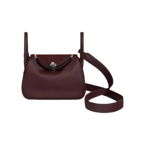 HERMES Lindy Swift Телячья кожа Сумка Сумка через плечо Сумка через плечо Мини Женская Седло Красный Сапфирово-синий