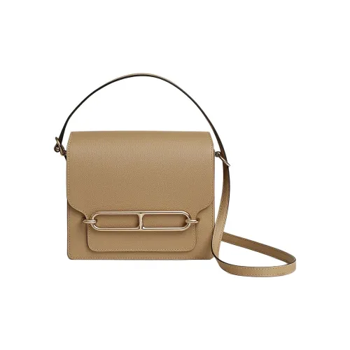 HERMES Roulis Evercolor Кожа Сумка через плечо Сумка на плечо Мини Унисекс 1C Poussiere Пыльный Коричневый Зеленый Кардамон