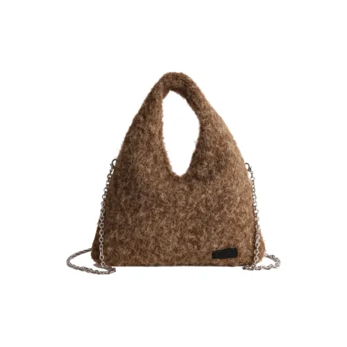 SHIJIA Шерстяная сумка большая женская коричневый серый