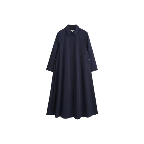 COS Темно-синий женский длинный платье с длинными рукавами