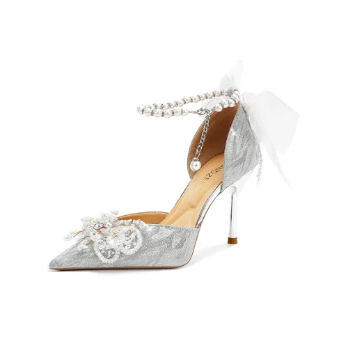 GROUNDZERO Узкий каблук Высокие каблуки 6 см 8 см Женская серебряная коробка